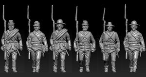 Hat 9337 Confederate Infantry Marching Set 2 - 18 figures (American Civil War 1861-1865) 1/32