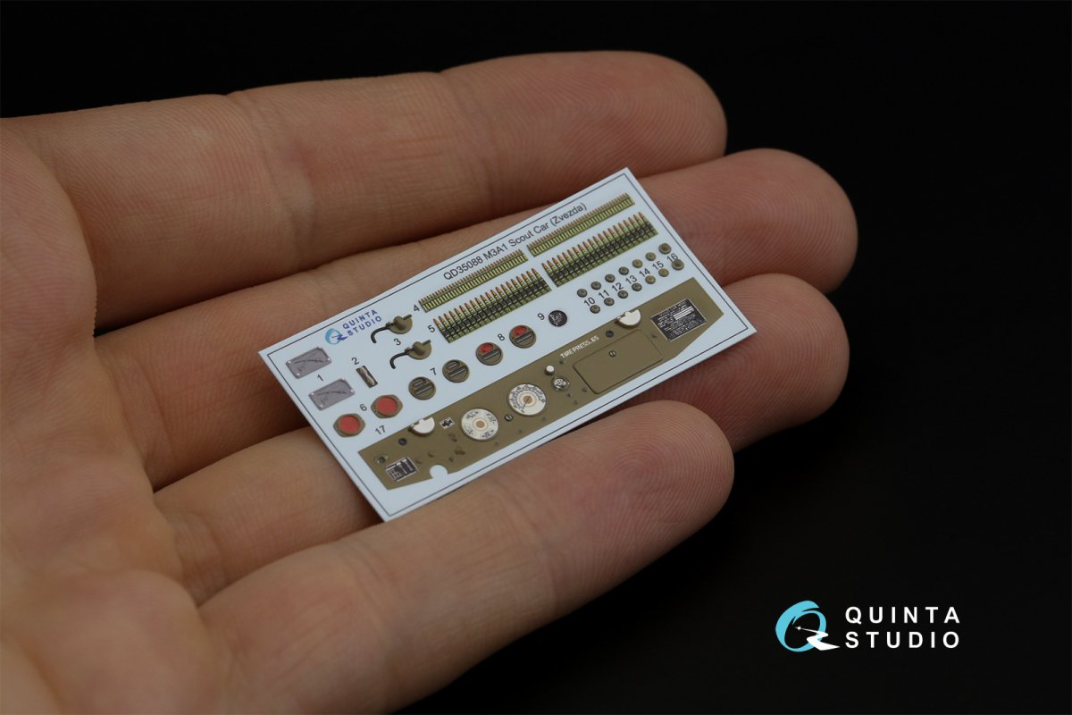 Intérieur imprimé en 3D et coloré sur papier décalcomanie Quinta Studio QD35088 M3A1 Scout (Zvezda) 1/35 – Bild 9
