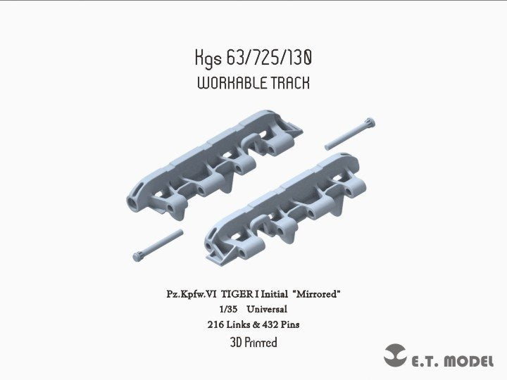 ET Model P35-005 WWII German TIGER I Chenille fonctionnelle initiale « miroir » (Impression 3D) 1/35