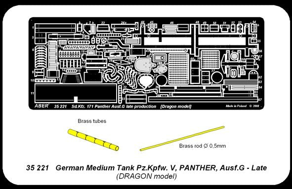 Aber 35221 Char moyen allemand Pz.Kpfw. V, Ausf.G (Sd.Kfz. 171) Panther Ausf.G tardif - set de base (1/35) – Bild 5