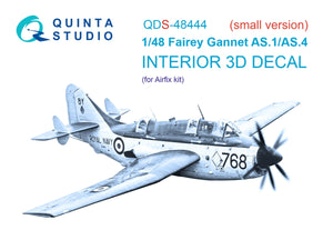 Quinta Studio QDS-48444 Fairey Gannet AS.1_AS.4 Intérieur coloré imprimé en 3D sur papier décalcomanie (Airfix) (Petite version) 1/48