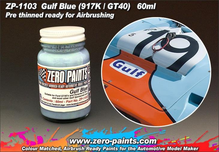 Peinture Zero Paints ZP-1103 Bleu Golfe pour Porsche 917, Porsche GT40, etc., 60 ml 