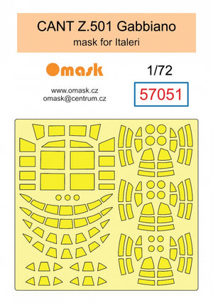 Omask 57051 CANT Z.501 Gabbiano mask (for Italeri) clear parts yellow masking tape 1/72