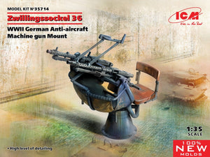 ICM 35714 Zwillingssockel 36 Support de mitrailleuse antiaérienne allemande de la Seconde Guerre mondiale, échelle 1/35