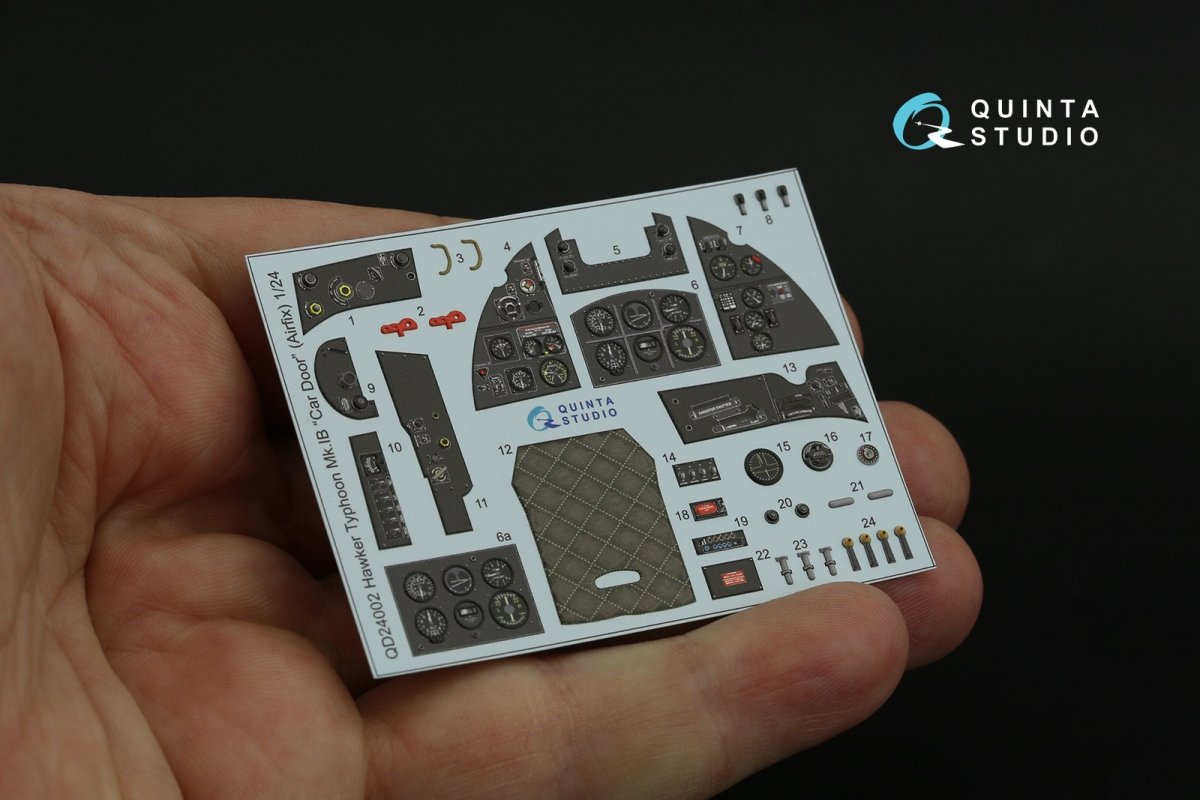 Intérieur imprimé en 3D et coloré sur papier décalcomanie pour Hawker Typhoon (Airfix) - Quinta Studio QD24002 (Porte de voiture) - Échelle 1/24 – immagine 7