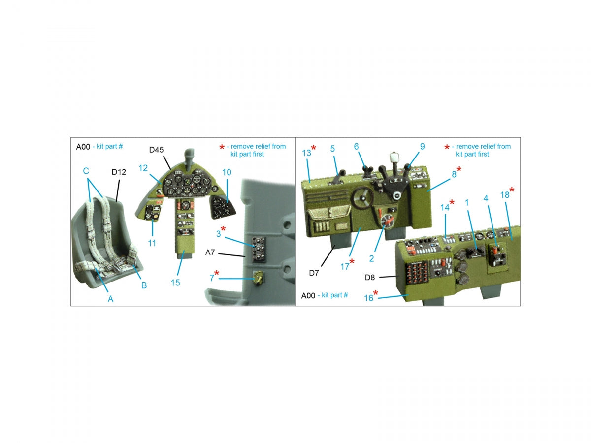 Intérieur coloré imprimé en 3D sur papier décalcomanie pour F6F-3 Hellcat (Eduard) - Quinta Studio QD72147, échelle 1/72 – image 5
