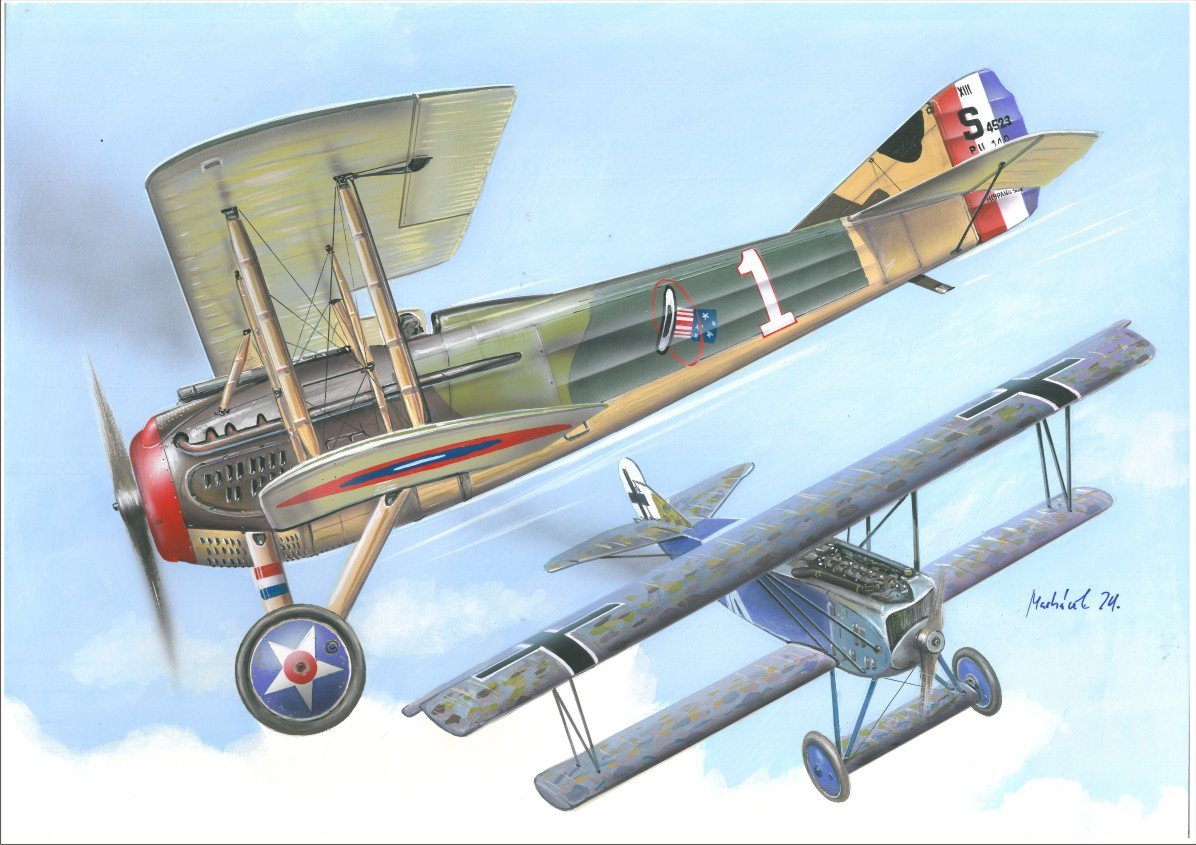 Valom 14419 Fokker D.VII contre SPAD XIII 1/144