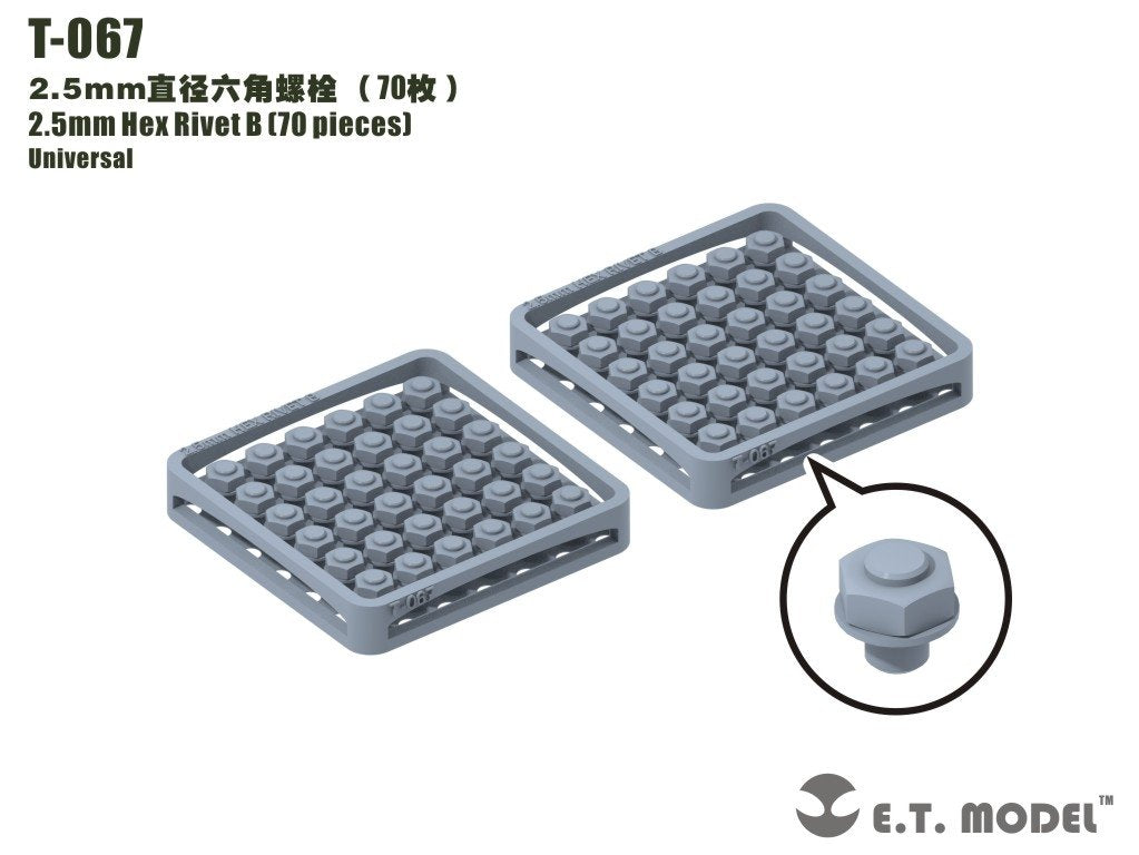 Rivet hexagonal ET modèle T-067 2,5 mm (70 pièces) (rivets) 