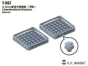 Rivet hexagonal ET modèle T-067 2,5 mm (70 pièces) (rivets)