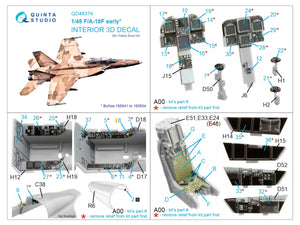 Intérieur imprimé en 3D et coloré sur papier décalcomanie Quinta Studio QD48374 F/A-18F (version initiale) (Hobby Boss) 1/48 – immagine 2
