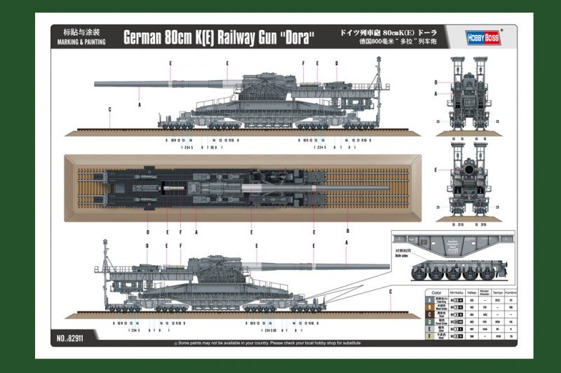 Hobby Boss 82911 Canon ferroviaire allemand de 80 cm K(E) Dora (1/72) – immagine 3
