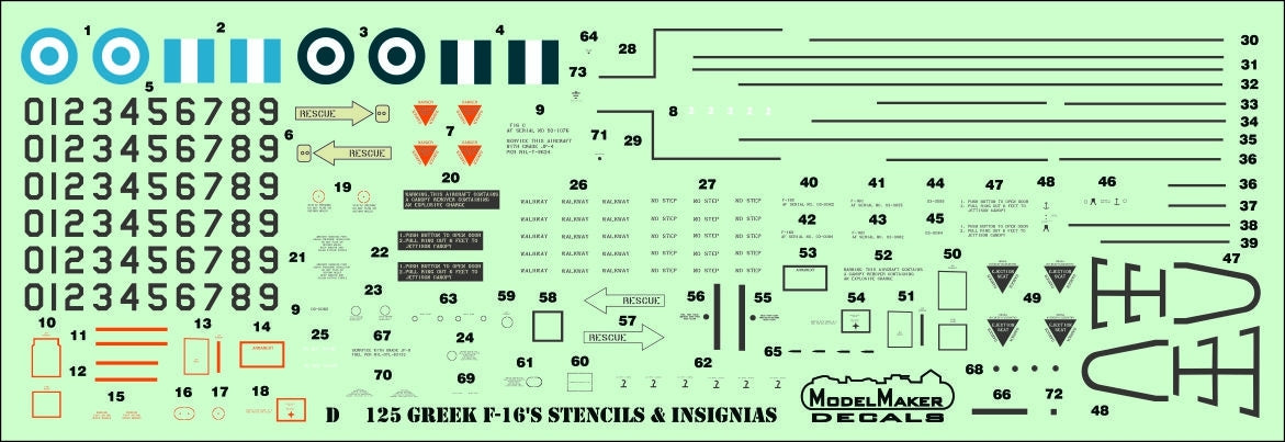 Décalcomanies ModelMaker D48162 F-16 grec 341 Mira 45000 heures 1/48  – Bild 3