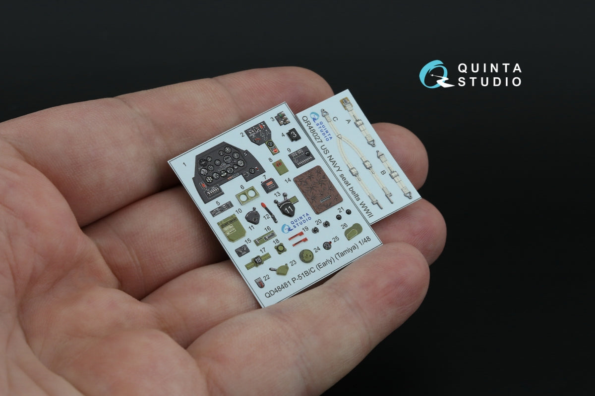 Intérieur coloré imprimé en 3D sur papier décalcomanie Quinta Studio QD48481 P-51B/C (Première version) (Tamiya) 1/48 – image 3