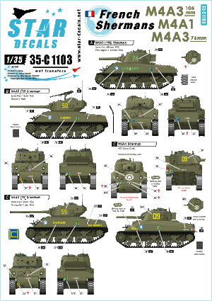 Star Decals 35-C1103 Shermans français n° 2 1/35