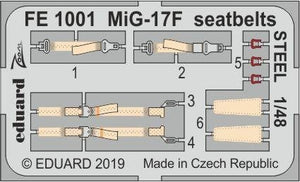 Ceintures de sécurité Eduard FE1001 MiG-17F en acier HOBBY BOSS 1/48
