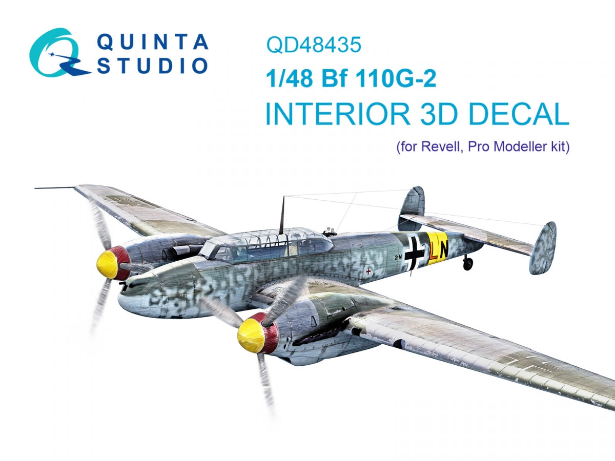 Intérieur coloré imprimé en 3D sur papier décalcomanie (Revell) Quinta Studio QD48435 Bf 110G-2, échelle 1/48