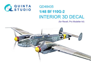 Intérieur coloré imprimé en 3D sur papier décalcomanie (Revell) Quinta Studio QD48435 Bf 110G-2, échelle 1/48