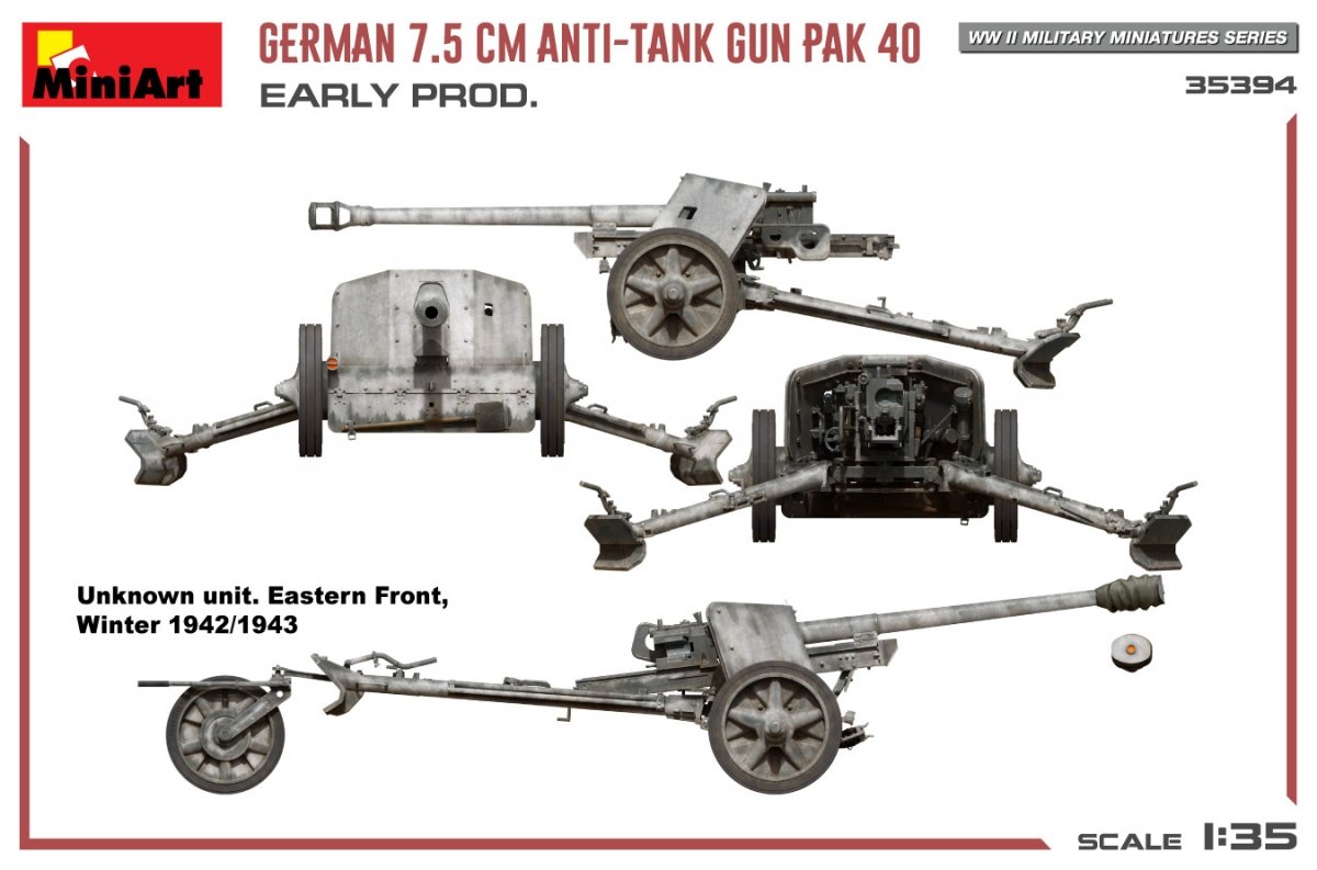 MiniArt 35394 Canon antichar allemand PAK 40 de 7,5 cm. Première version, échelle 1/35 – imagen 11
