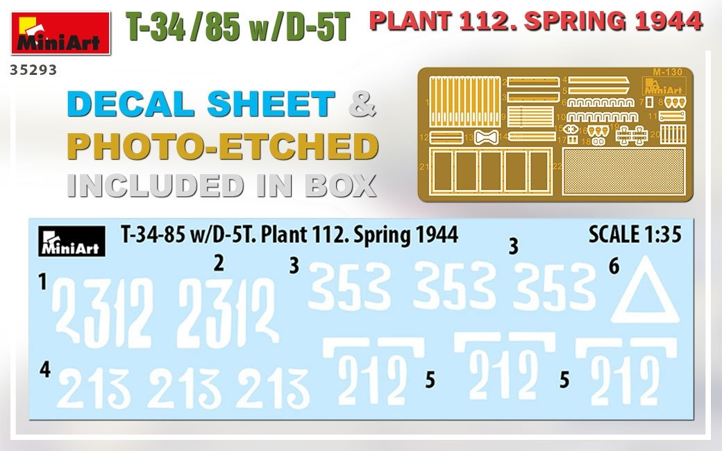 MiniArt 35293 T-34/85 avec D-5T, usine 112, printemps 1944, échelle 1/35 – Bild 2