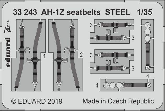 Ceintures de sécurité Eduard 33243 AH-1Z STEEL ACADEMY 1/35