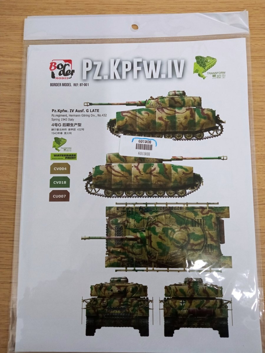 Masques de fin de production Border Model BD0109G Pz. Kpfw IV Ausf. G au 1/35