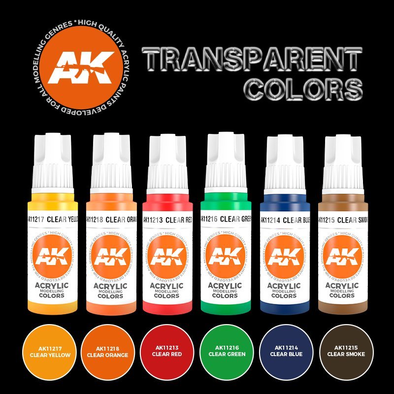 AK Interactive AK11758 COULEURS TRANSPARENTES ENSEMBLE 6 x 17 ml – image 2