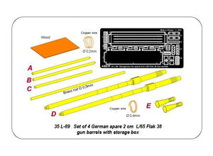 Aber 35L-089 Ensemble de 2 canons de canon allemands de 2 cm L/65 pour Flak 38 avec boîte de rangement (1/35) – Bild 14