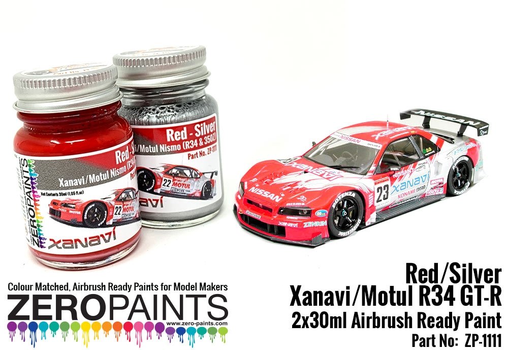 Coffret de peinture rouge/argent Zero Paints ZP-1111 Xanavi/Motul Nismo (R34 et 350Z) 2 x 30 ml