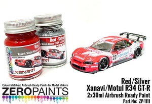 Coffret de peinture rouge/argent Zero Paints ZP-1111 Xanavi/Motul Nismo (R34 et 350Z) 2 x 30 ml