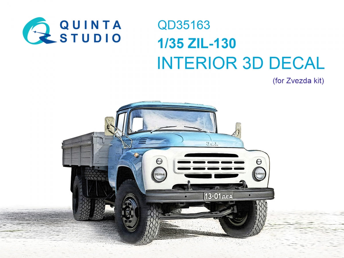 Quinta Studio QD35163 ZiL-130 3D-Printed &amp; colored Interior on decal paper (Zvezda) 1/35