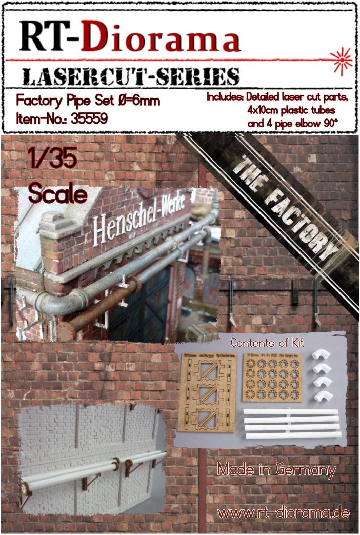 RT-Diorama 35559 Ensemble de tuyaux d&amp;#39;usine (6 mm) 1/35