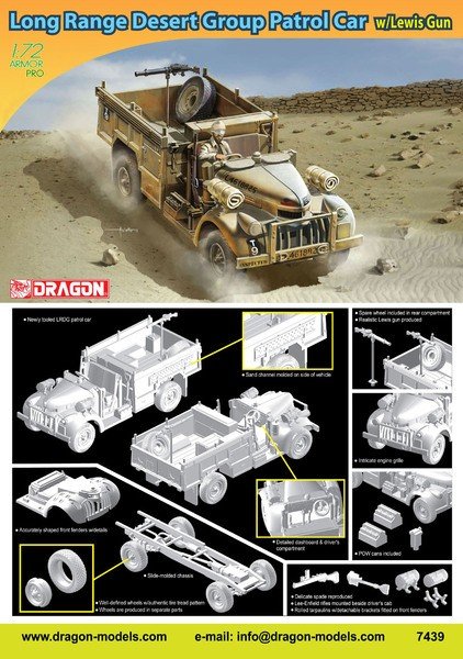 Dragon 7439 Voiture de patrouille longue portée pour le désert avec mitrailleuse Lewis (1/72)