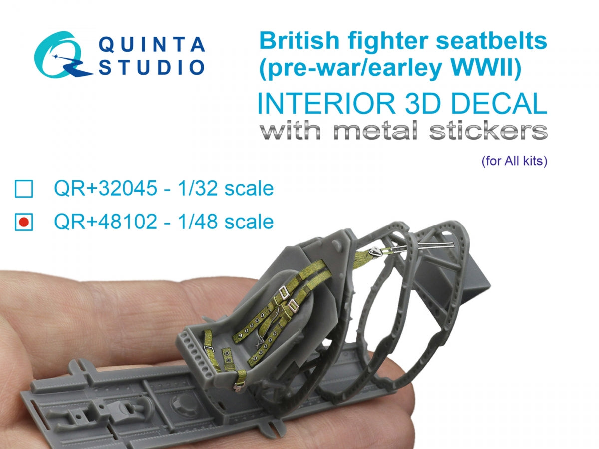 Ceintures de sécurité pour avions de chasse britanniques Quinta Studio QR+48102 (avant-guerre/début de la Seconde Guerre mondiale) (avec boucles métalliques) (Tous les kits) 1/48