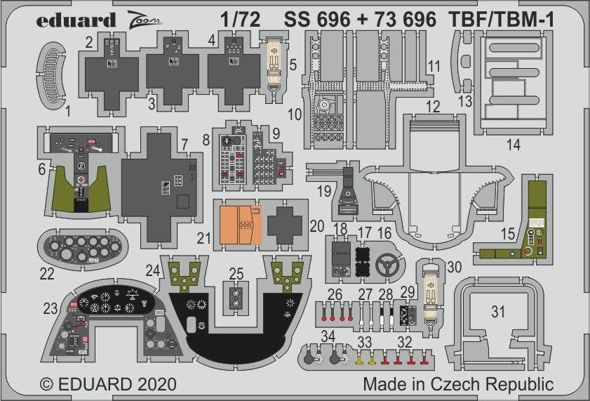 Eduard 73696 TBF/TBM-1 Avenger 1/72 HASEGAWA