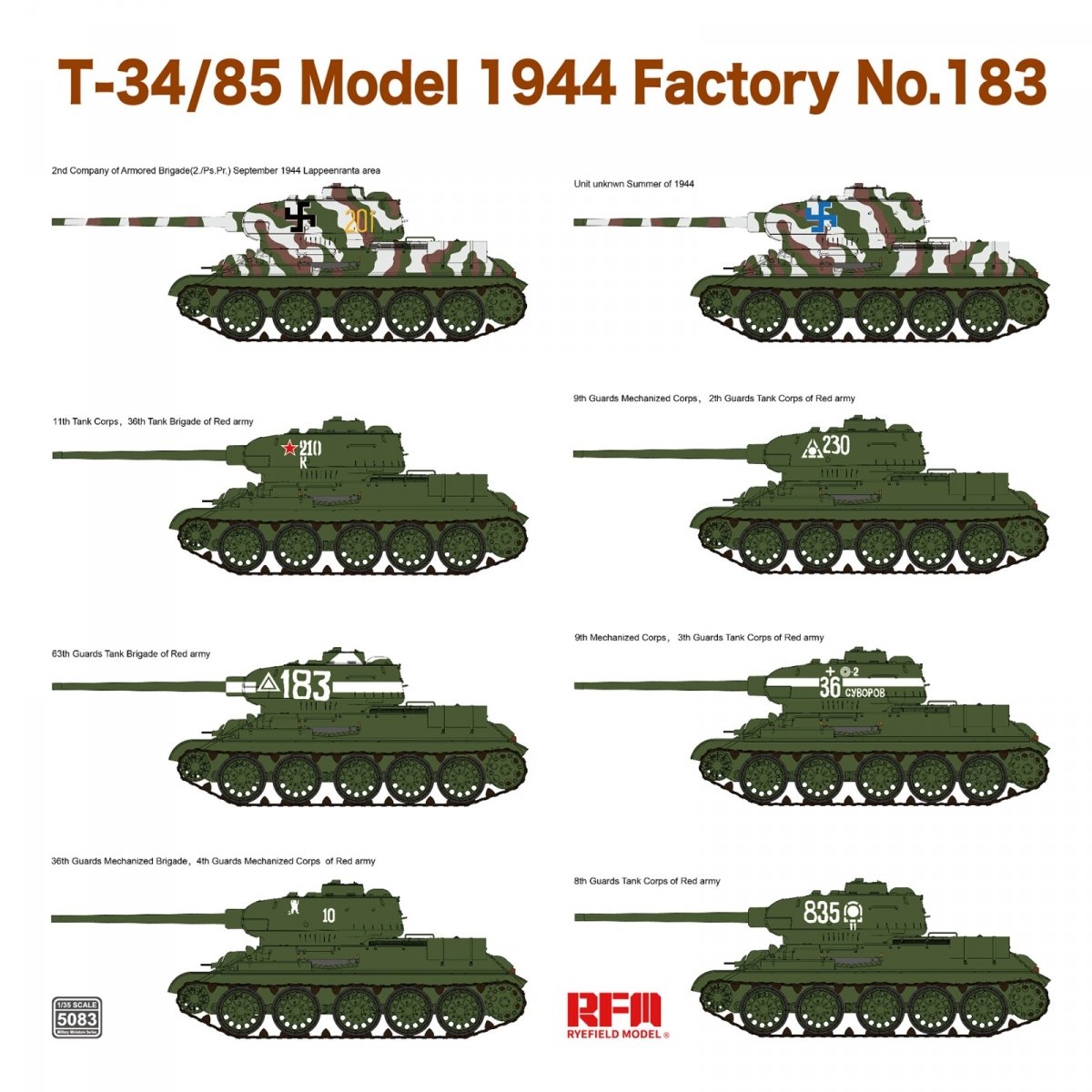 Rye Field Modèle 5083 T-34/85 Modèle 1944 N° d&amp;#39;usine 183 1/35  – Bild 4