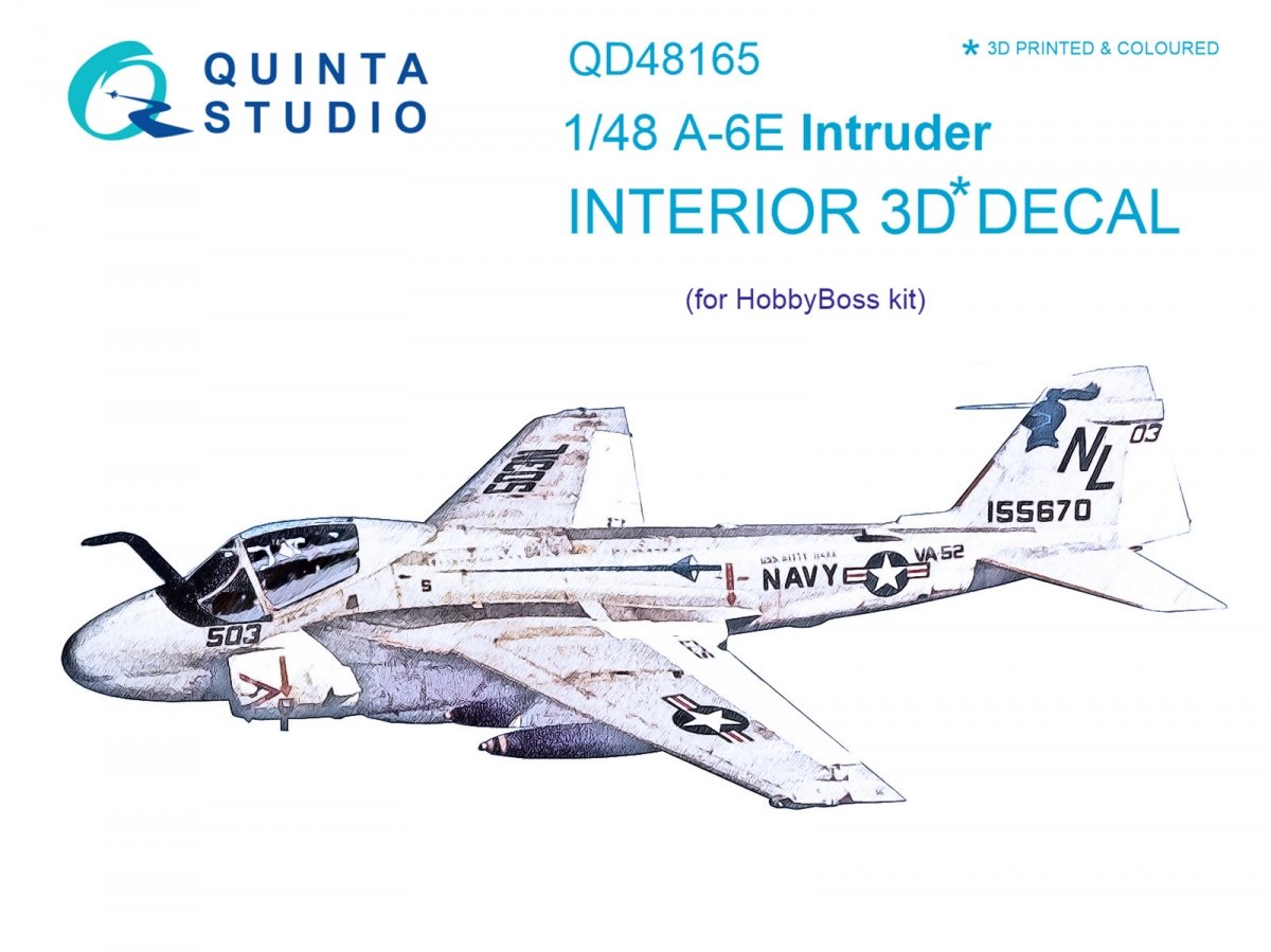 Quinta Studio QD48165 A-6E Intruder 3D-Printed &amp; colored Interior on decal paper (for HobbyBoss kit) 1/48