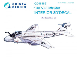 Intérieur imprimé en 3D et coloré sur papier décalcomanie Quinta Studio QD48165 A-6E Intruder (pour kit HobbyBoss) 1/48