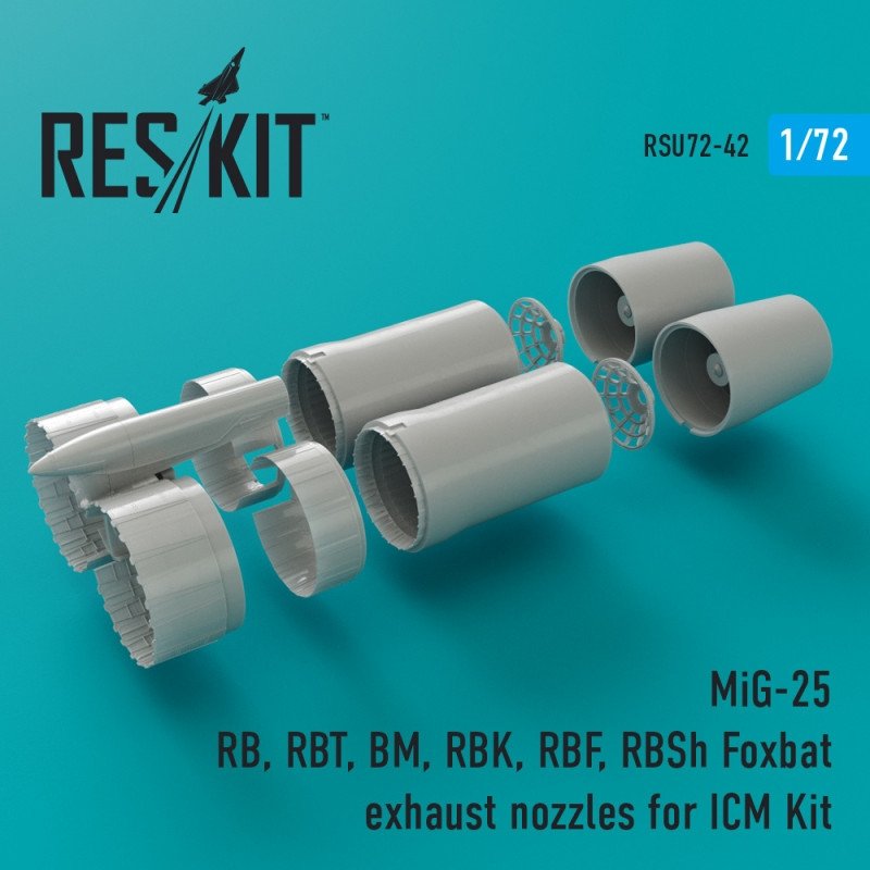 RESKIT RSU72-0042 Buses d'échappement Foxbat pour MiG-25 RB, RBT, BM, RBK, RBF, RBSh (échelle 1/72)
