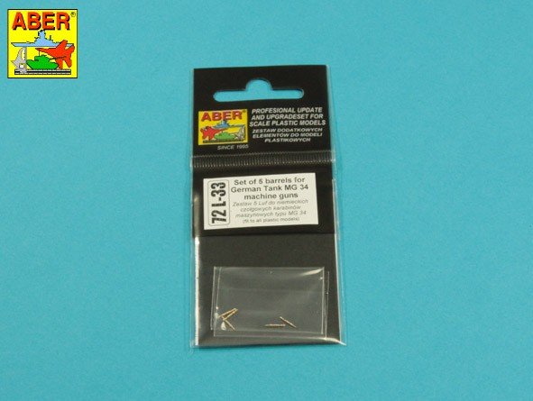Aber 72L-33 Ensemble de 5 canons pour mitrailleuses MG 34 de char allemand, échelle 1/72 – immagine 4