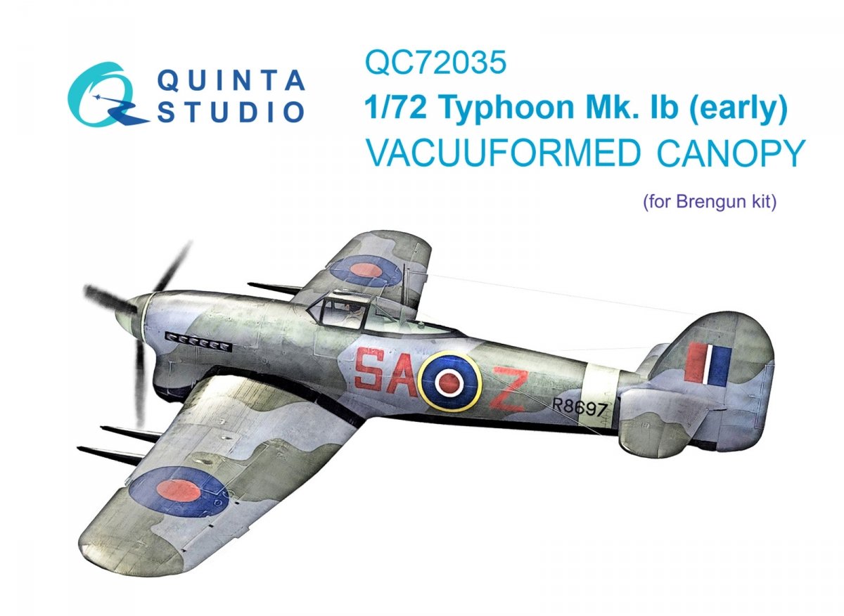 Quinta Studio QC72035 Hawker Typhoon Mk.1b (première version) verrière transparente sous vide (Brengun) 1/72