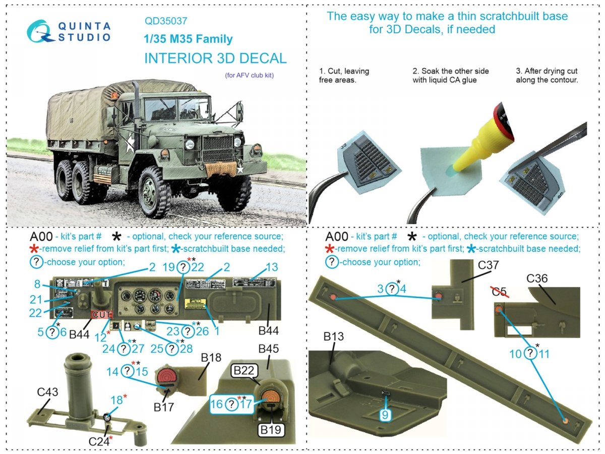 Quinta Studio QD35037 M35 Family 3D-Printed &amp;amp; colored Interior on decal paper (AFV club) 1/35 – image 6