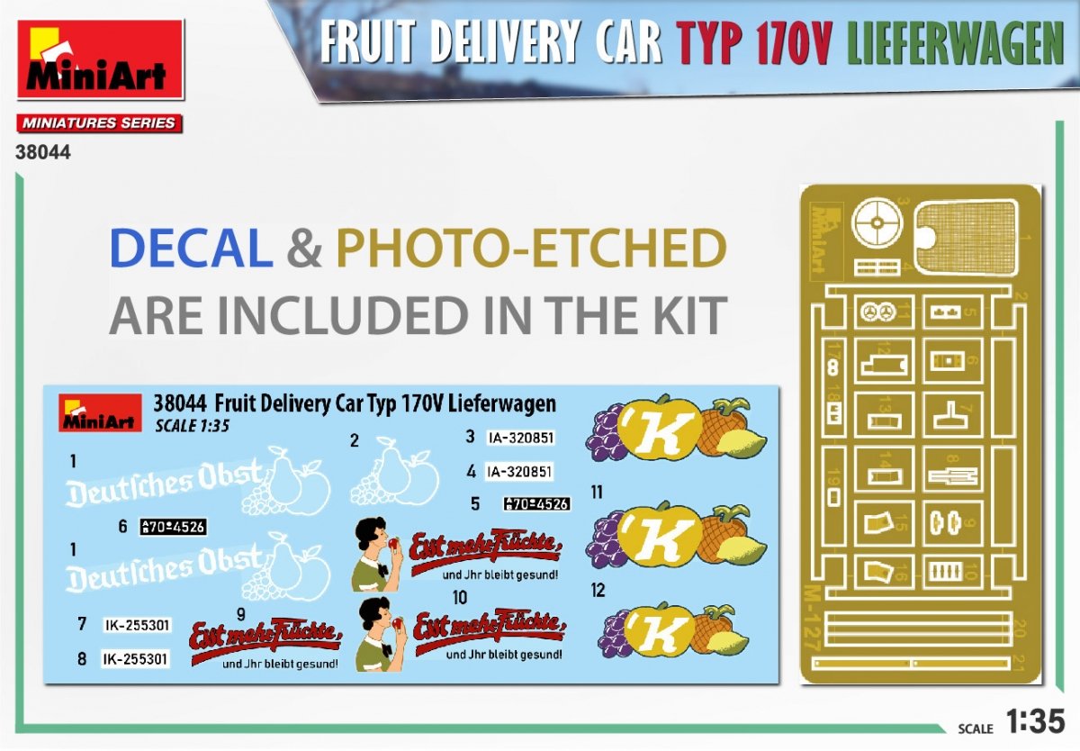 MiniArt 38044 FOURgon DE LIVRAISON DE FRUITS TYP 170V LIEFERWAGEN 1/35 – image 2