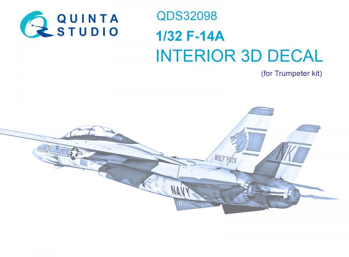 Intérieur imprimé en 3D et coloré pour F-14A (Trumpeter) - Quinta Studio QDS-32098 (petite version) 1/32