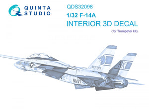 Intérieur imprimé en 3D et coloré pour F-14A (Trumpeter) - Quinta Studio QDS-32098 (petite version) 1/32