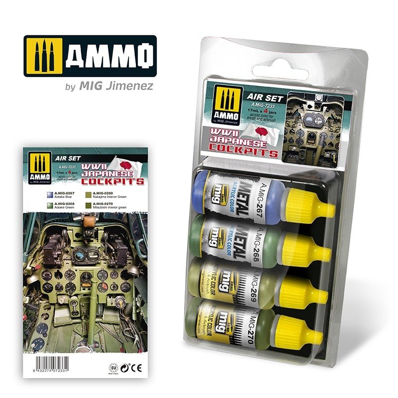 Munitions pour Mig Jimenez 7233, ensemble de cockpits japonais de la Seconde Guerre mondiale, 4 x 17 ml