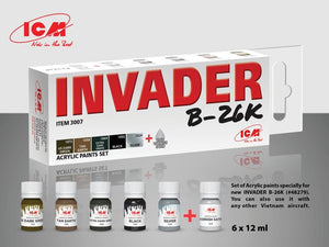 Coffret de peinture acrylique ICM 3007 pour INVADER B-26K (et autres avions du Vietnam) 6 x 12 ml