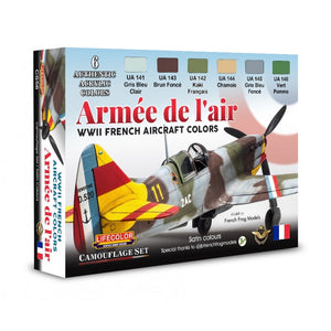 Coffret de peinture acrylique Lifecolor CS56, couleurs de l&amp;#39;Armée de l&amp;#39;air française (Seconde Guerre mondiale), 6 x 22 ml