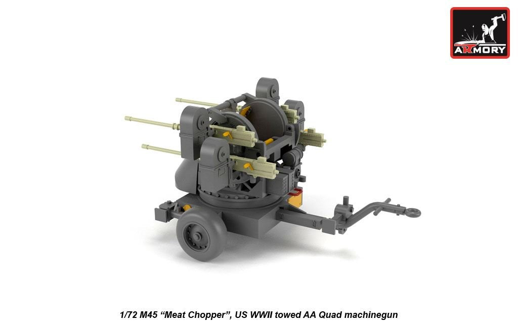Armory Models 72239 M45 Quadmount, tourelle américaine de la Seconde Guerre mondiale avec 4 canons M2HB de 12,7 mm sur remorque M20, échelle 1/72 – immagine 4