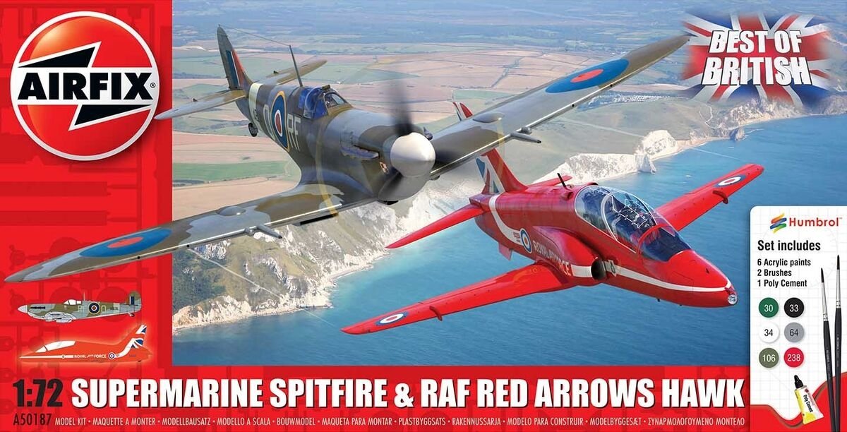 Airfix 50187 Supermarine Spitfire et RAF Red Arrows Hawk - Coffret cadeau 1/72