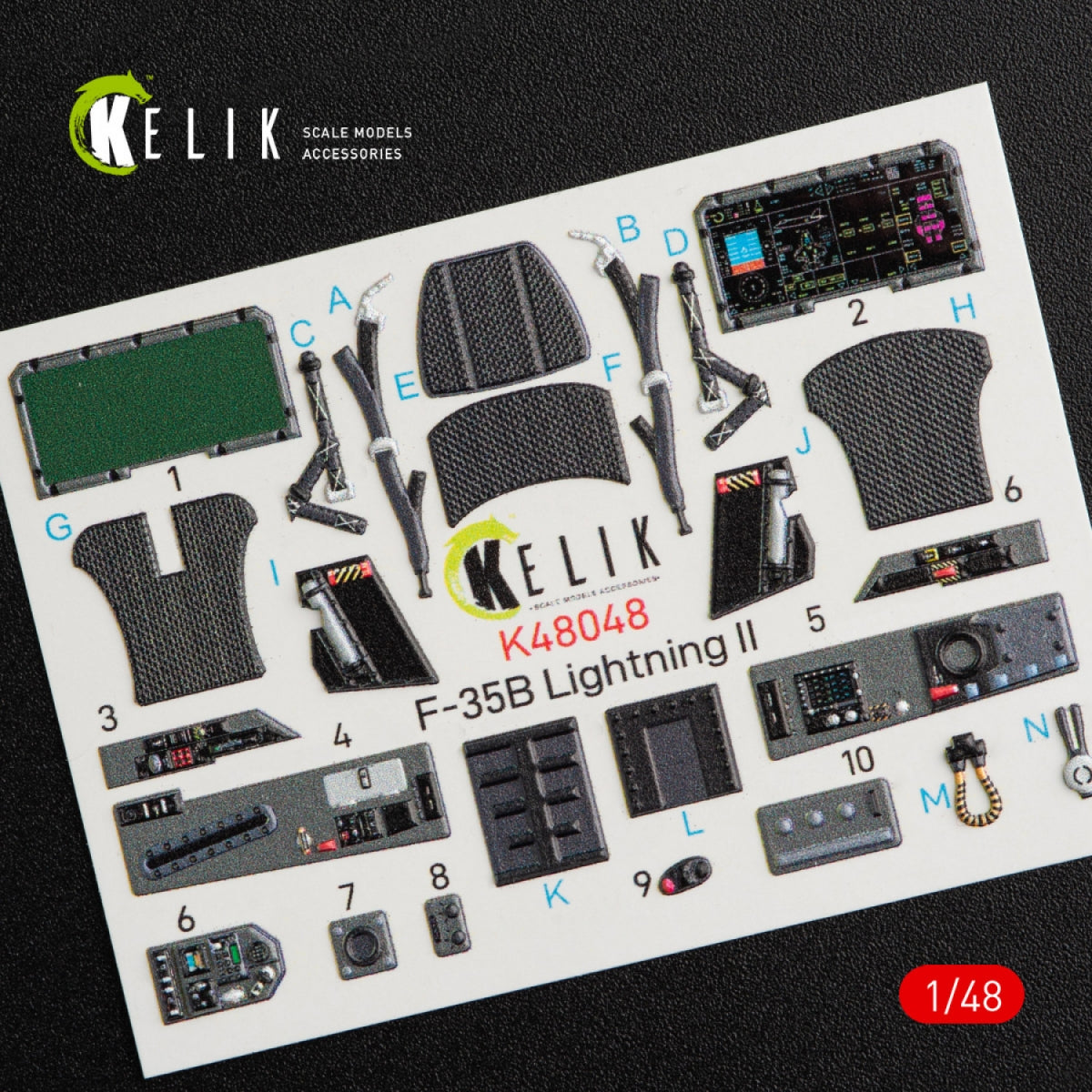 KELIK K48048 Décalcomanies 3D intérieures pour maquette Kitty Hawk au 1/48 du F-35B Lightning II